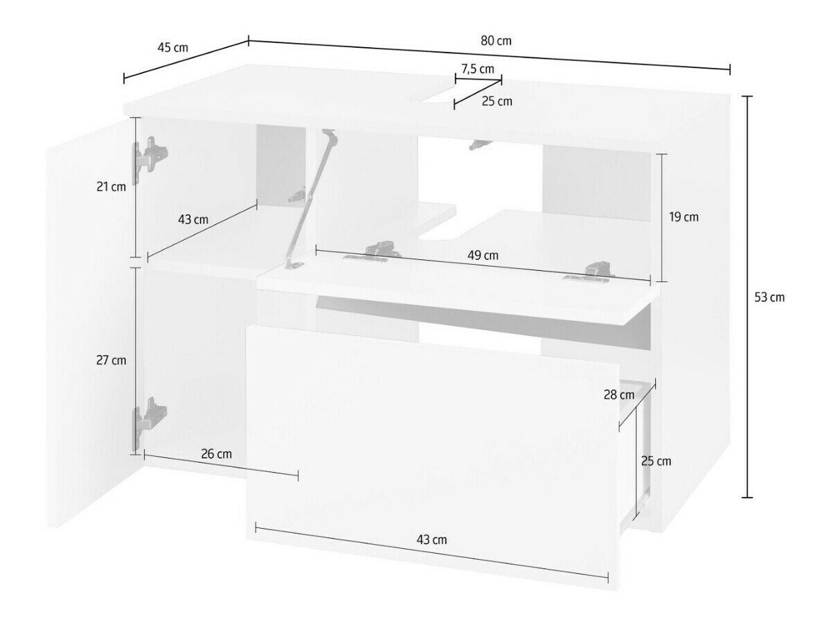 Vannitoa põrandakapp kraanikausile Soncamu 107 (Tamm)