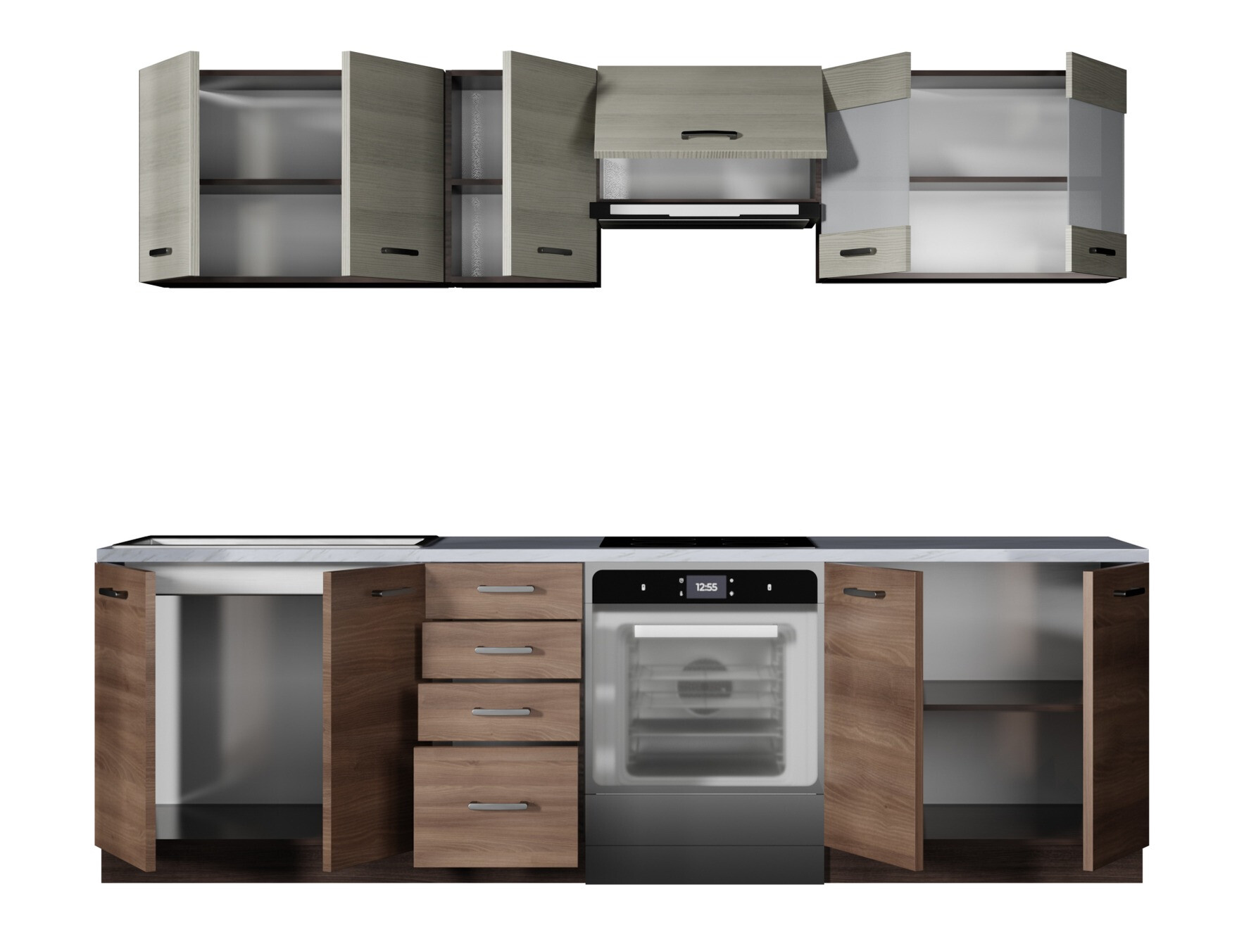 Köögikomplekt Houston 1138 (Tume tamm + Hele tamm)