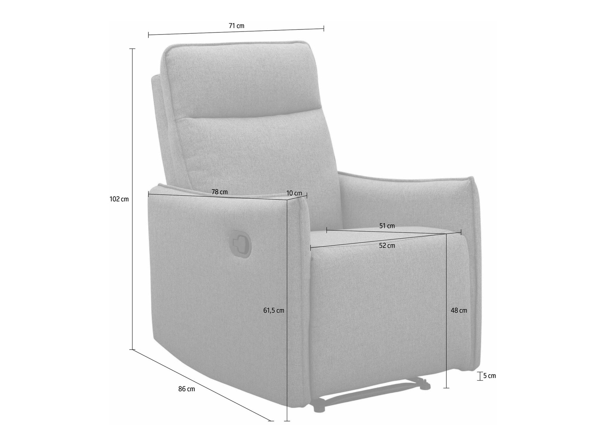 Tugitool recliner Tulsa 644 (Antratsiit)