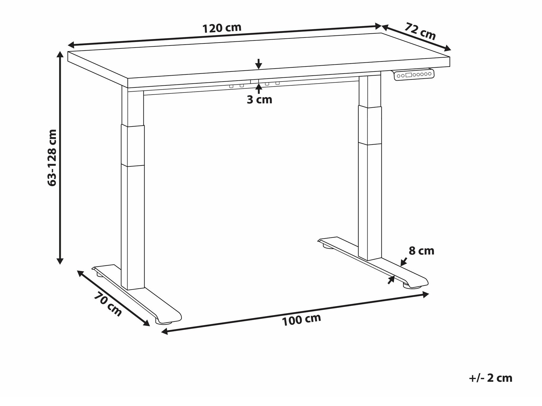 Reguleeritava kõrgusega töölaud Berwyn 2176 (Tume puit)
