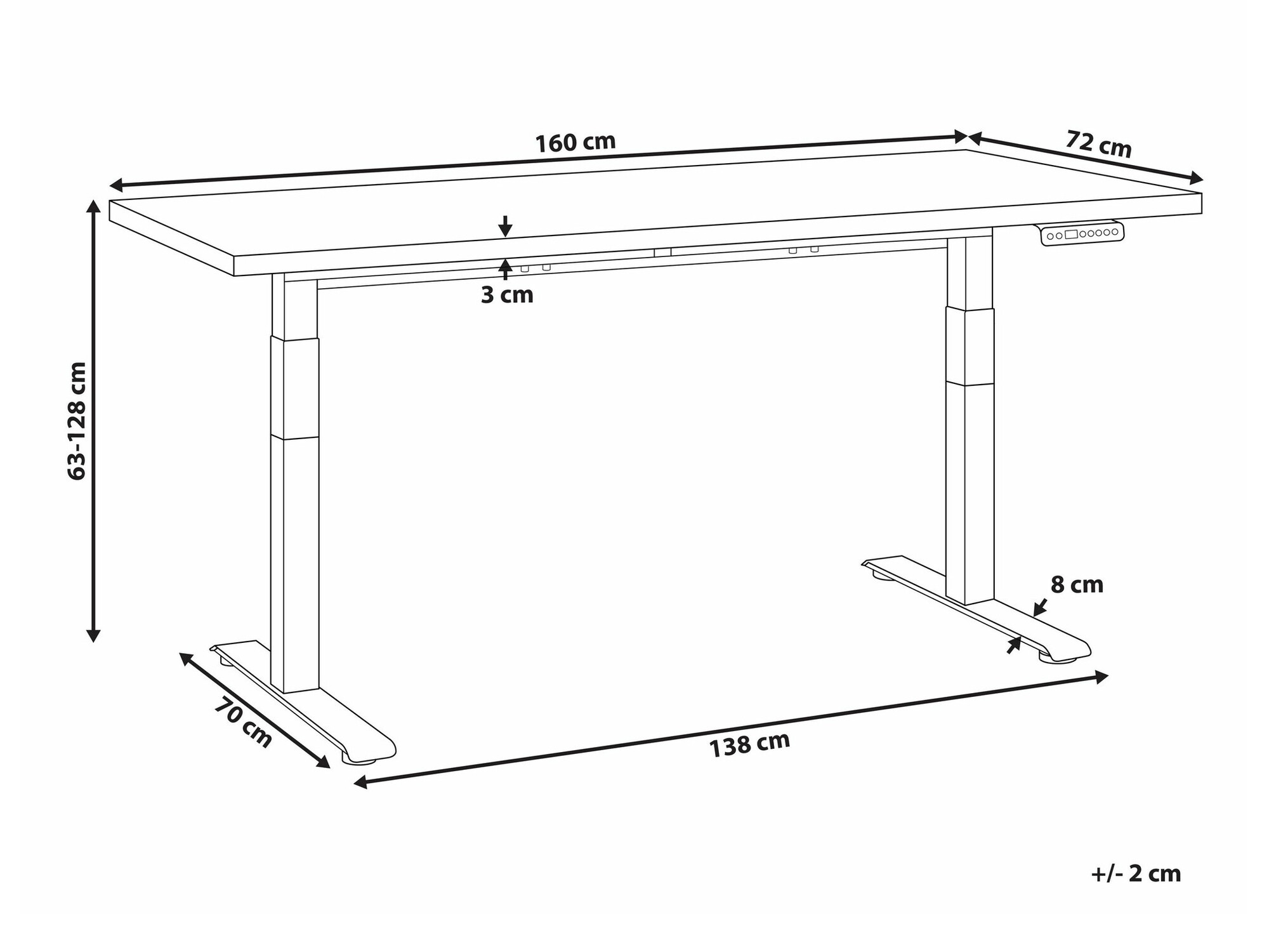 Reguleeritava kõrgusega töölaud Berwyn 2177 (Tume puit)