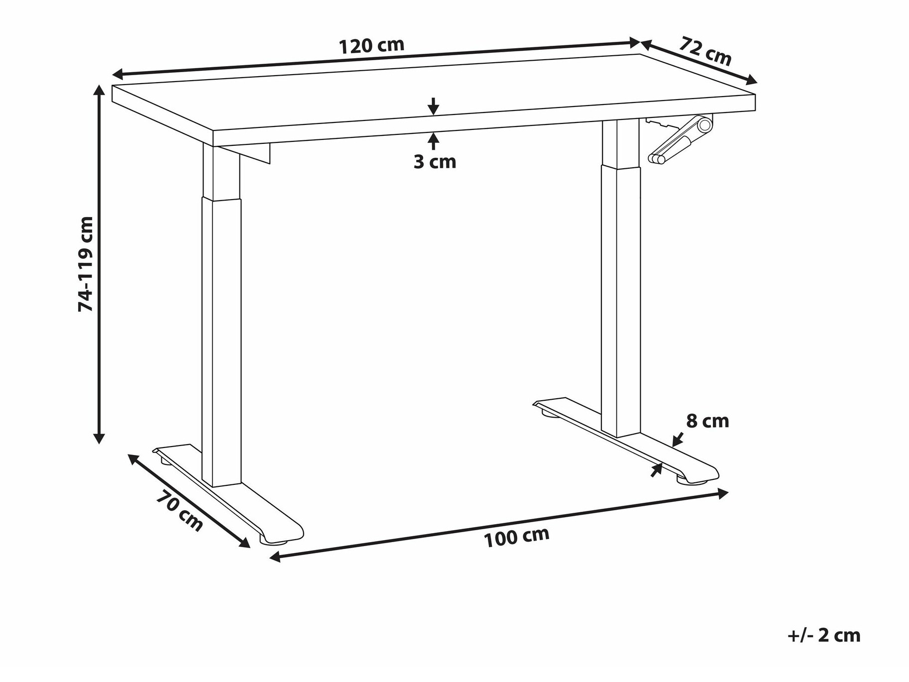 Reguleeritava kõrgusega töölaud Berwyn 2179 (Valge)
