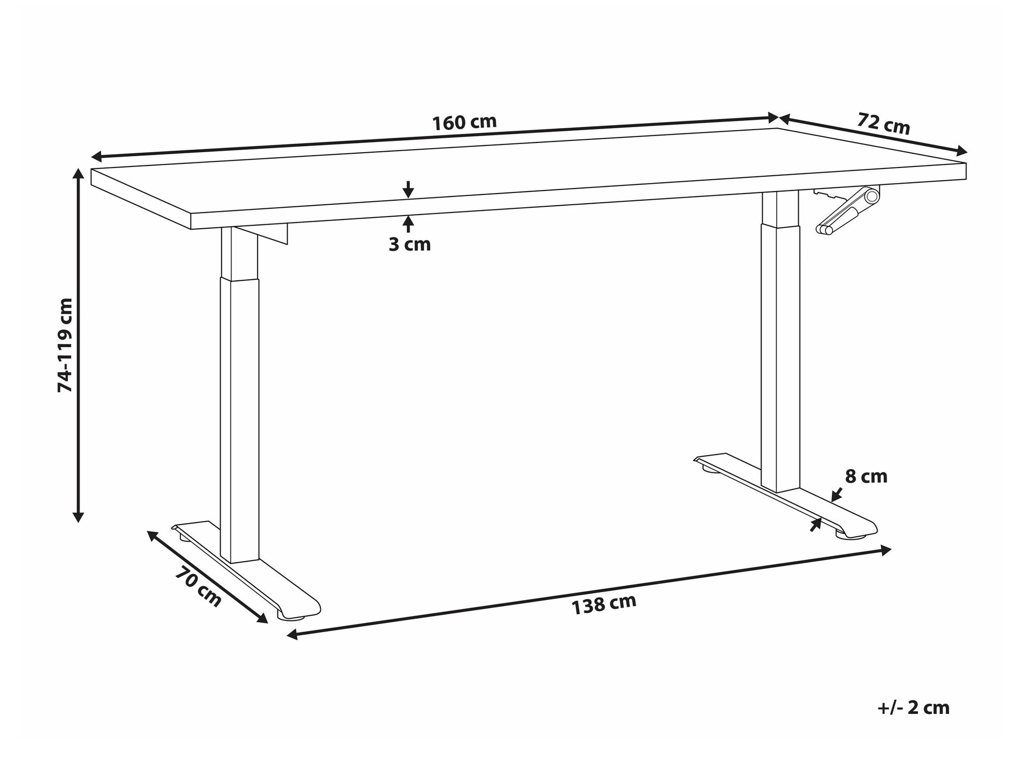 Reguleeritava kõrgusega töölaud Berwyn 2180 (Tume puit)