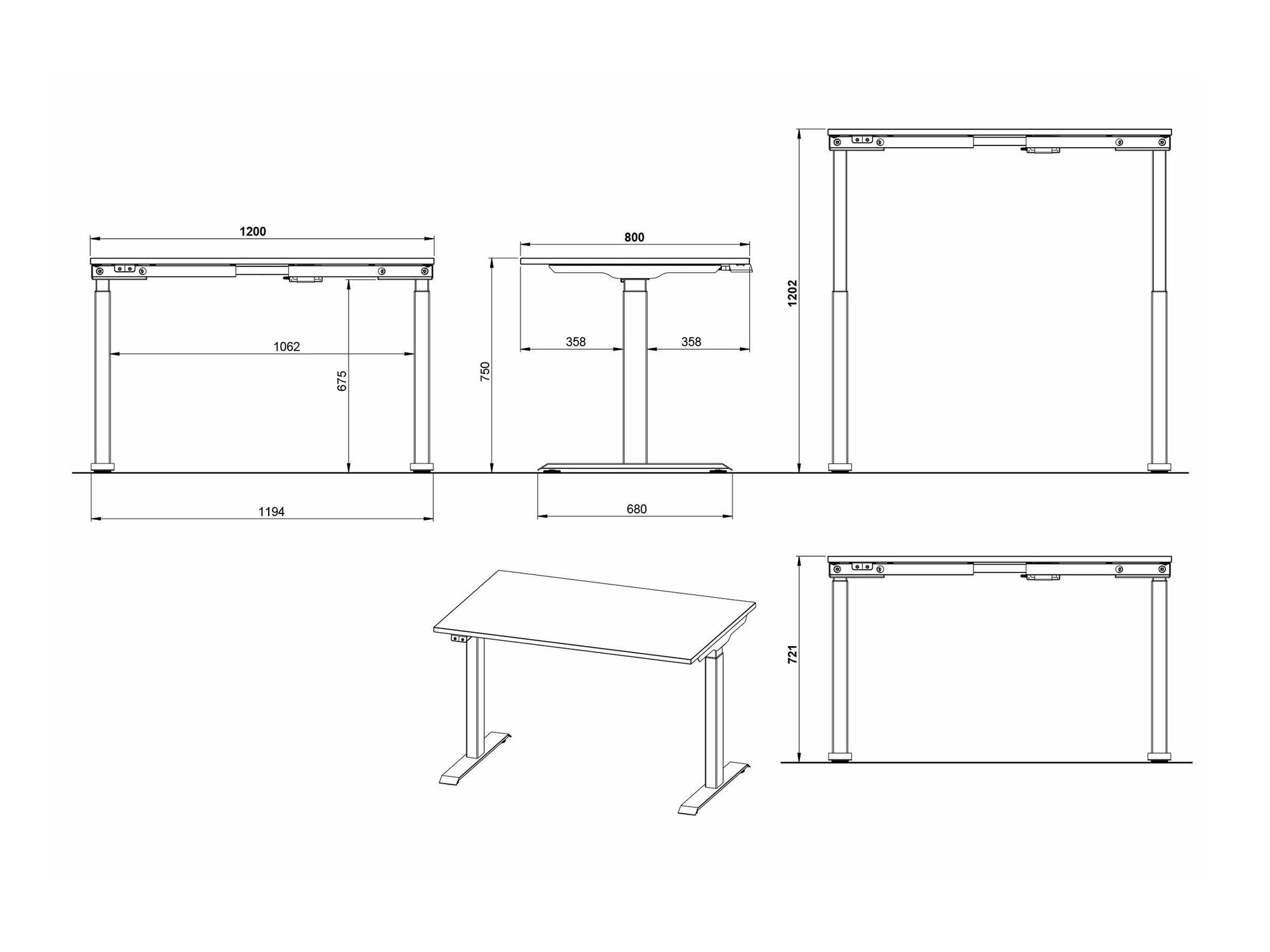 Reguleeritava kõrgusega töölaud Eliromo 118 (Helehall + Hõbedane)