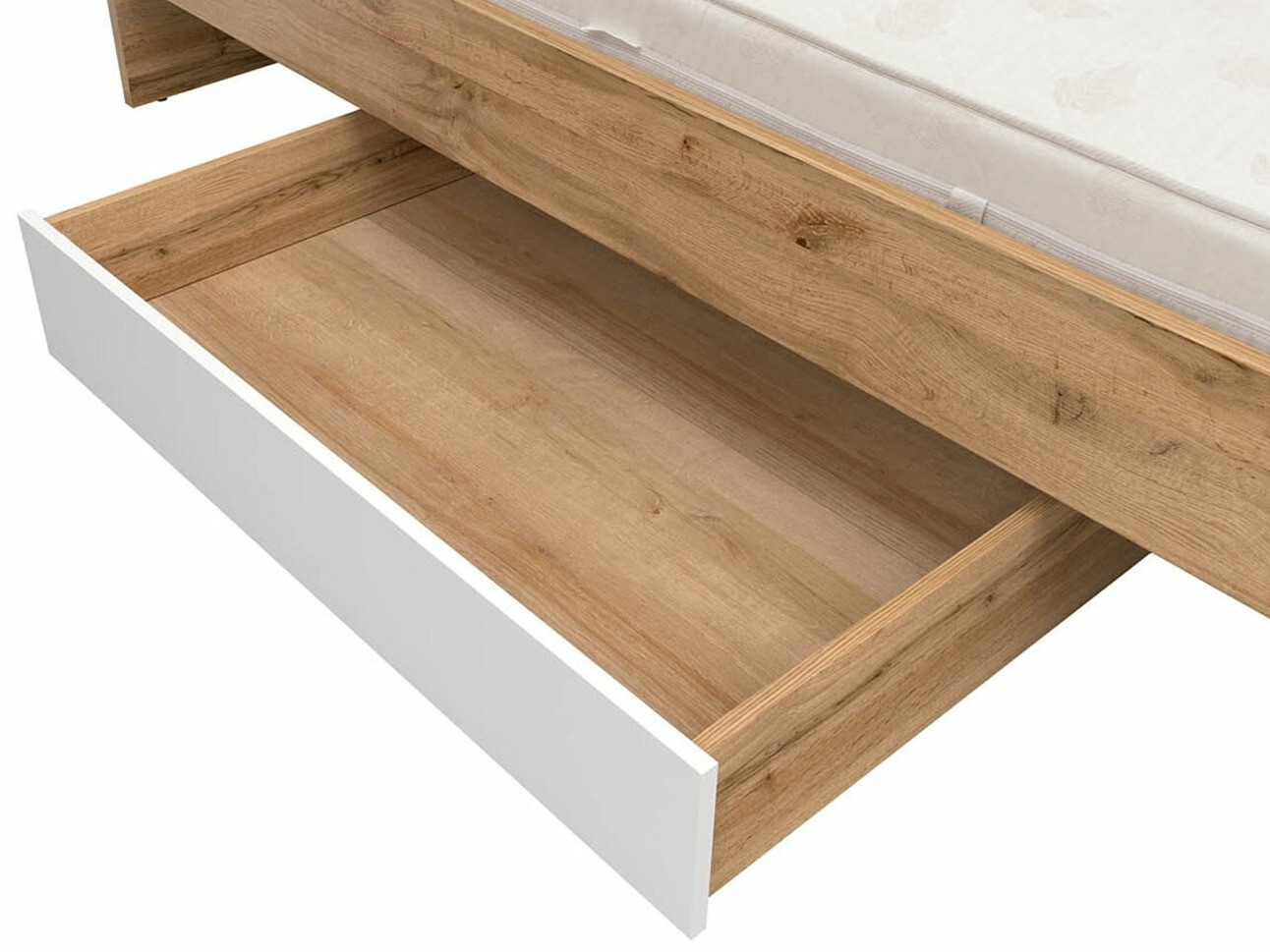 Voodipesukast Tivetra 122 (Wotani tamm + Läikiv valge)