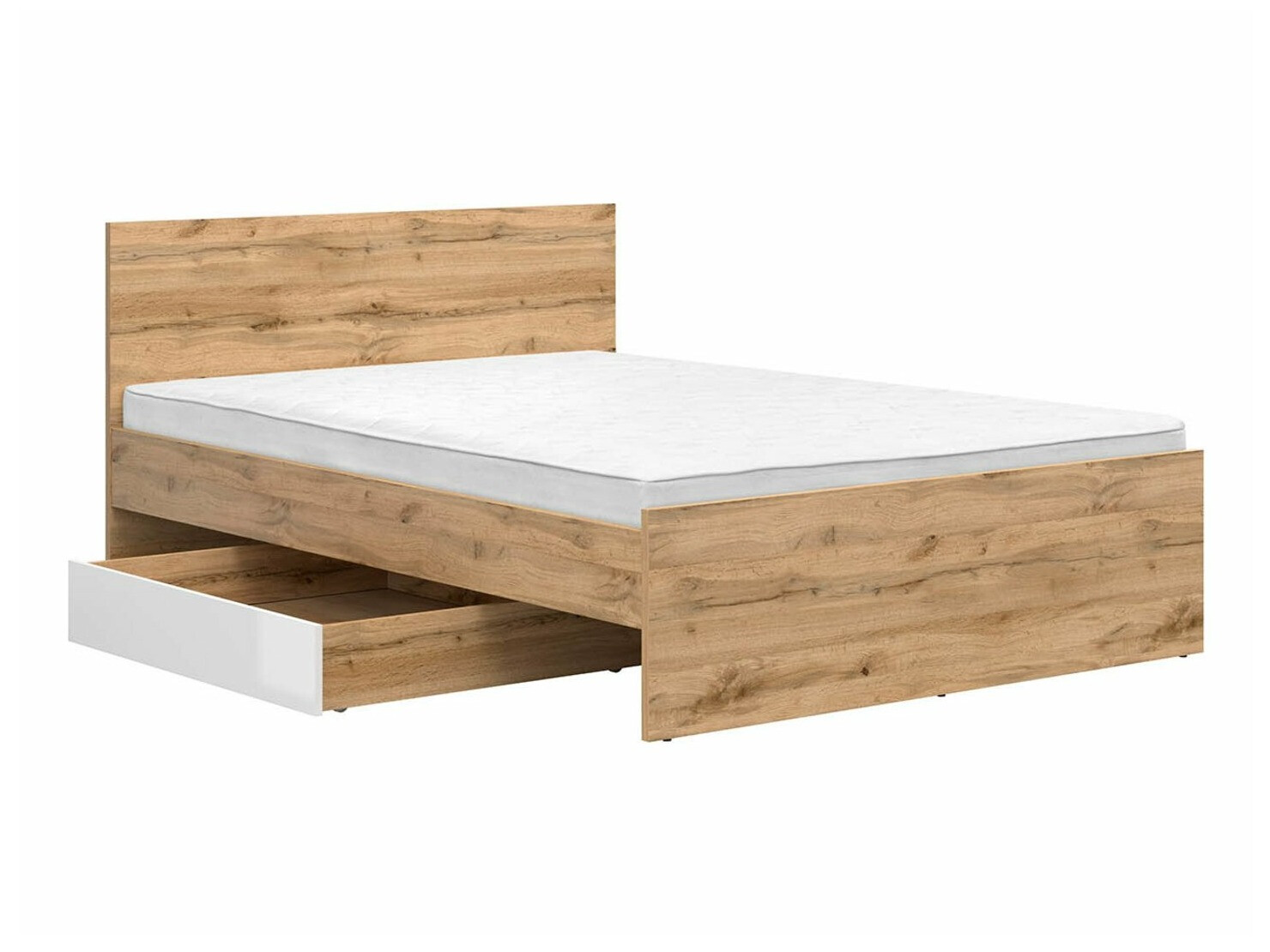 Voodipesukast Tivetra 122 (Wotani tamm + Läikiv valge)