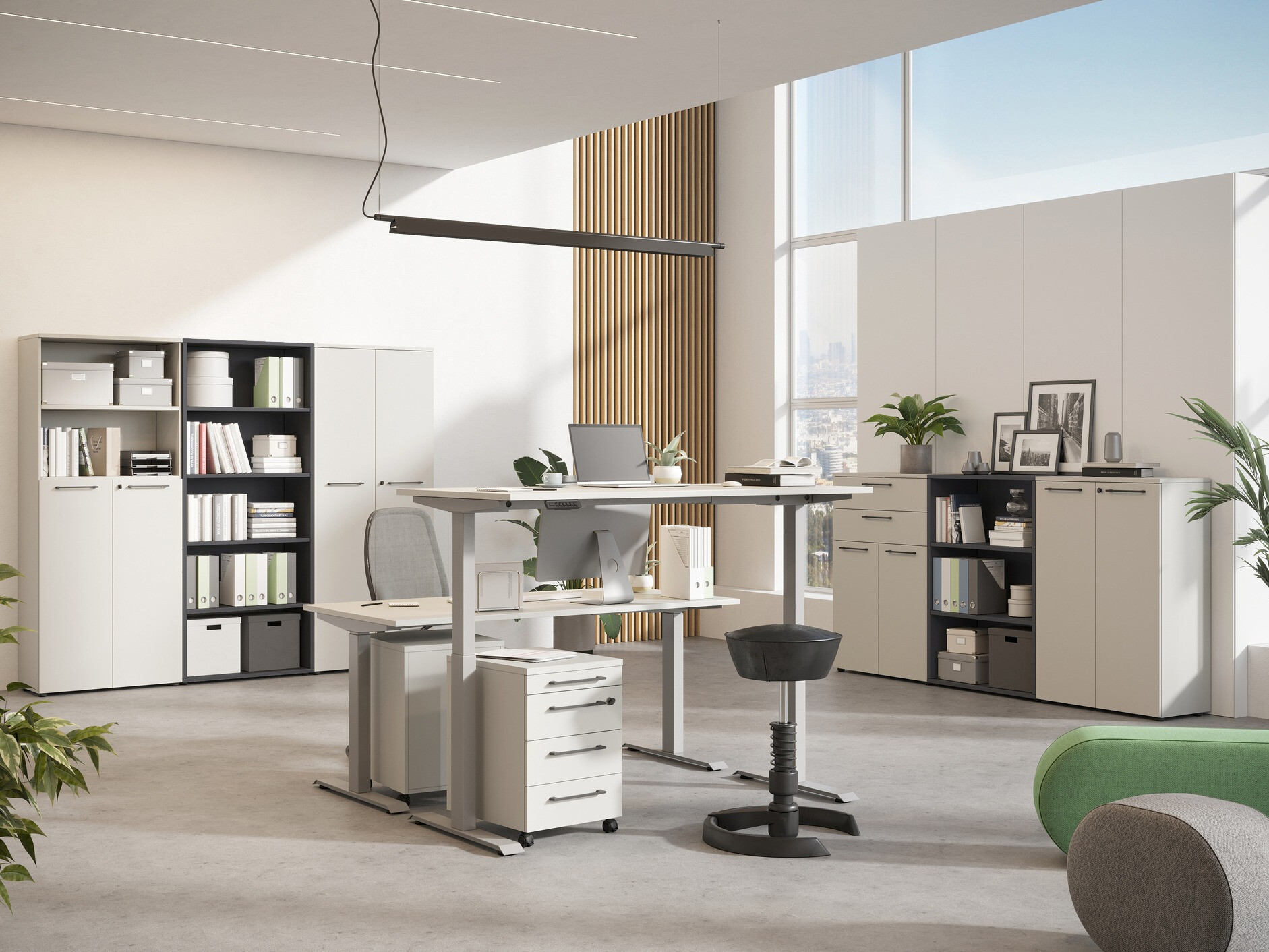 Reguleeritava kõrgusega töölaud Eliromo 120 (Helehall + Hõbedane)