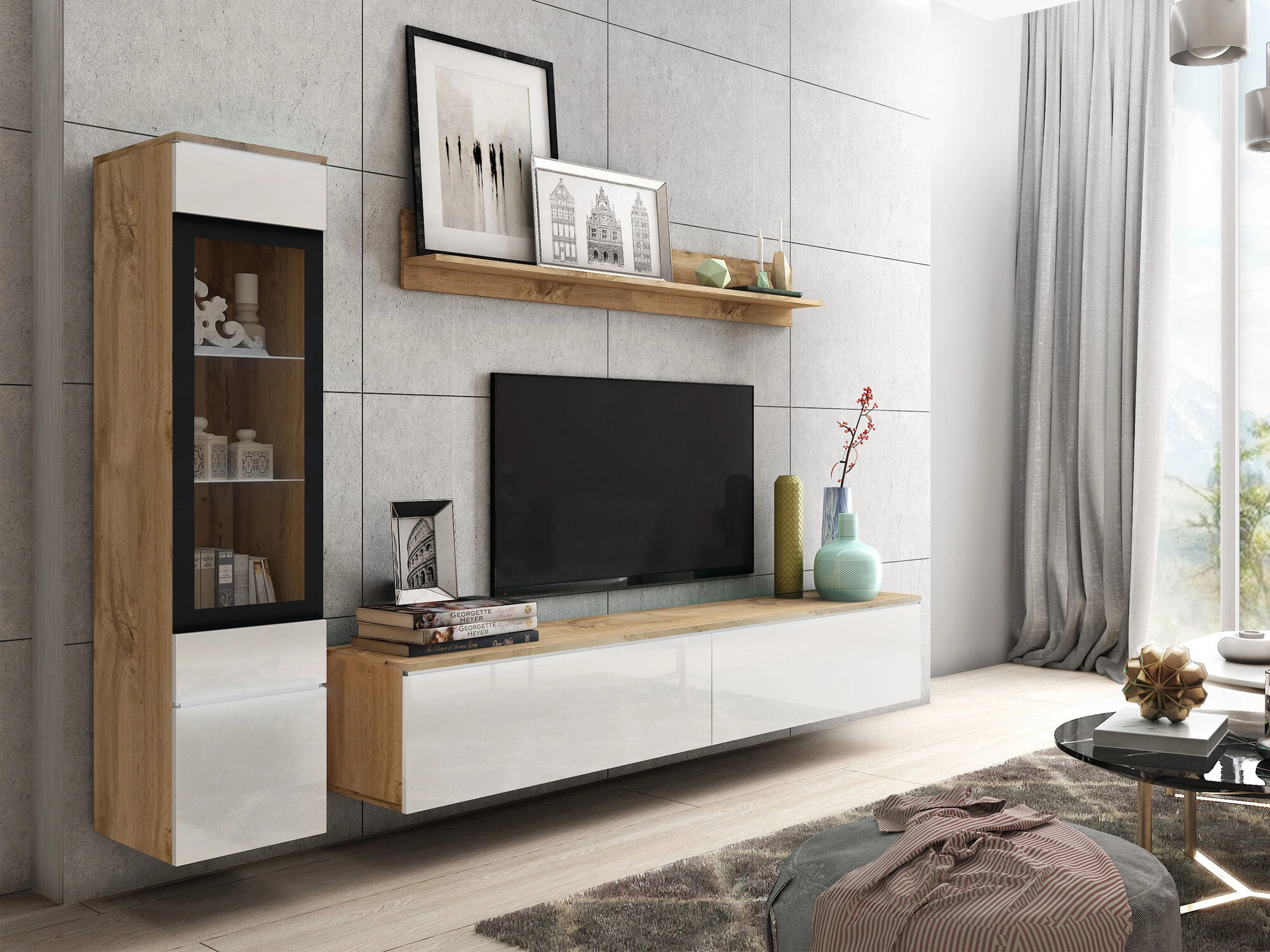 Elutoa komplekt Sarasota 125 (Wotani tamm + Läikiv valge)