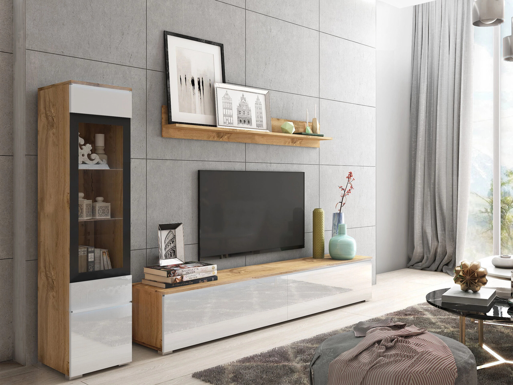 Elutoa komplekt Sarasota 125 (Wotani tamm + Läikiv valge)