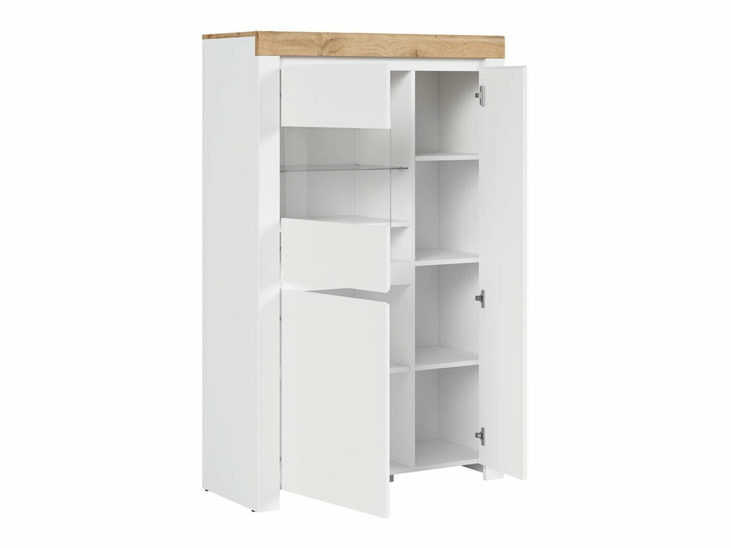 Riiul Sonsoru 105 (Valge + Läikiv valge + Wotani tamm)