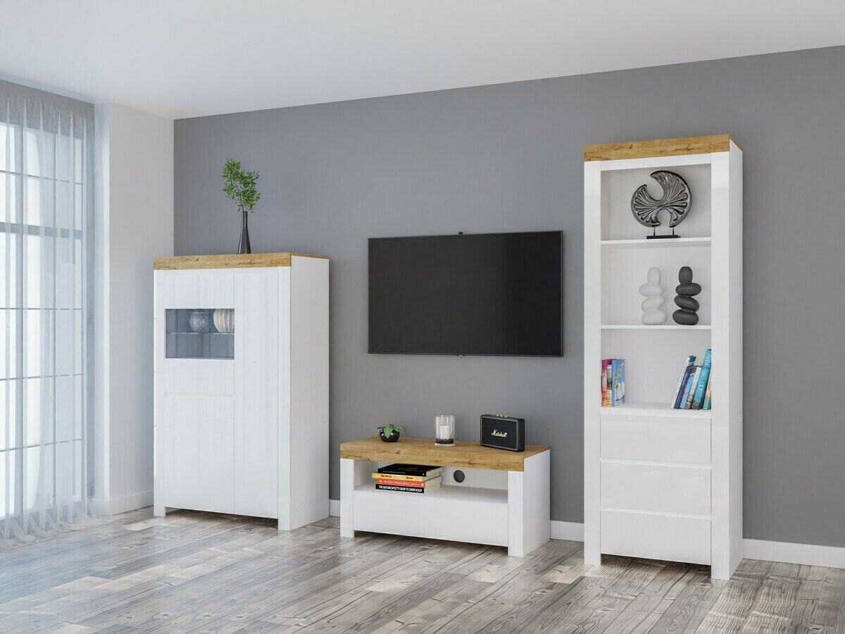 Riiul Sonsoru 105 (Valge + Läikiv valge + Wotani tamm)