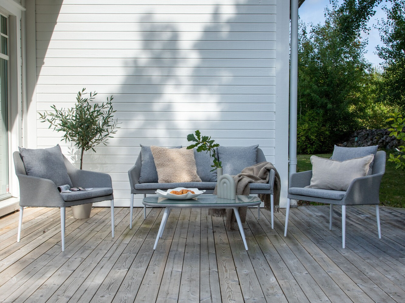 Aiamööblikomplekt Dallas 3116 (Helehall + Valge)