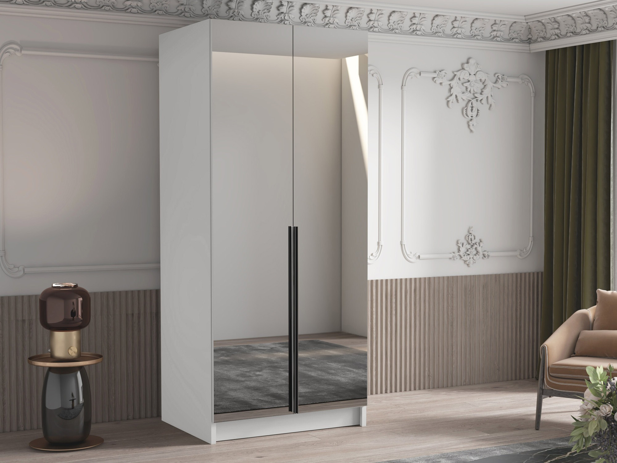 Riidekapp Closico 193 (Valge + Must)