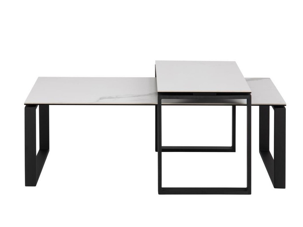 Diivanilaudade komplekt Norsica 421 (Valge marmor + Must)