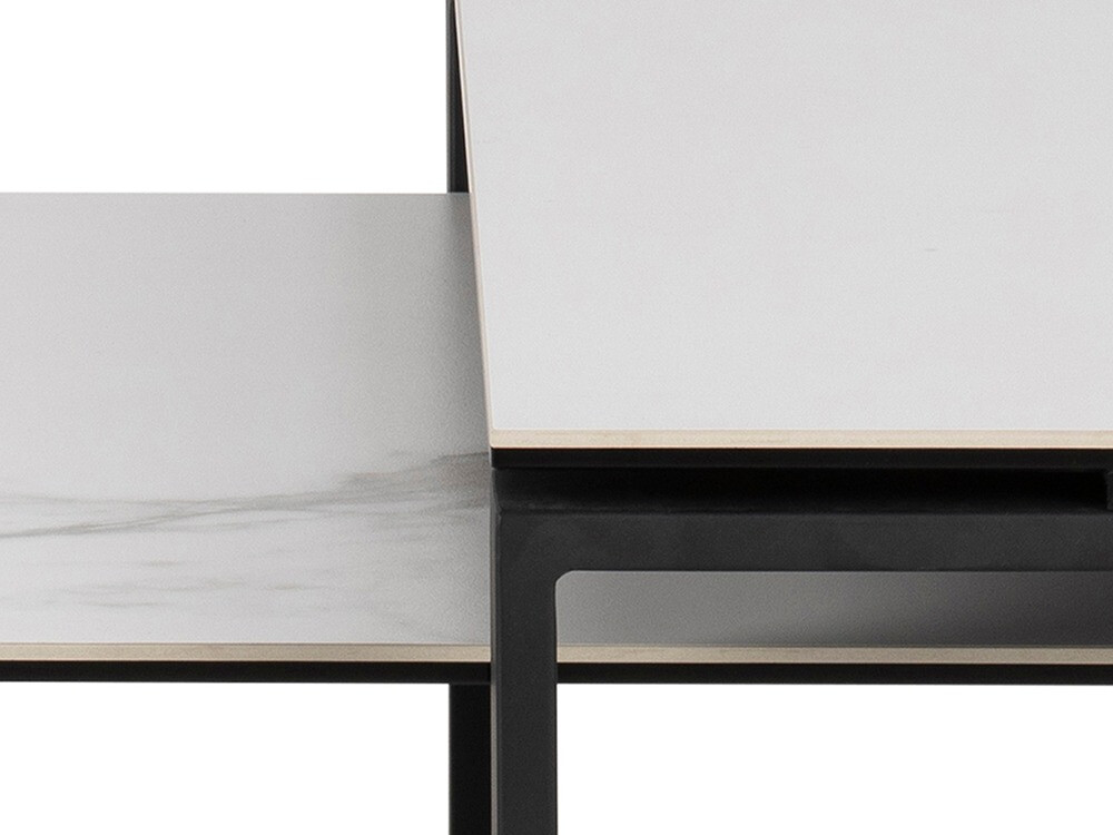 Diivanilaudade komplekt Norsica 421 (Valge marmor + Must)