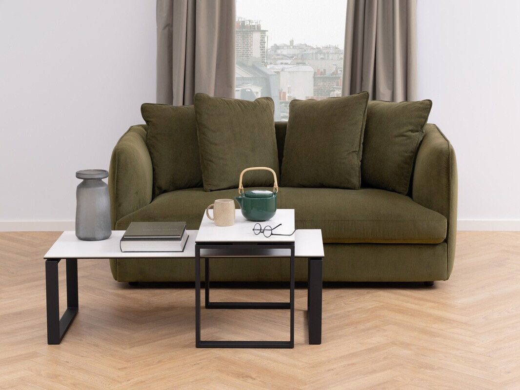 Diivanilaudade komplekt Norsica 421 (Valge marmor + Must)