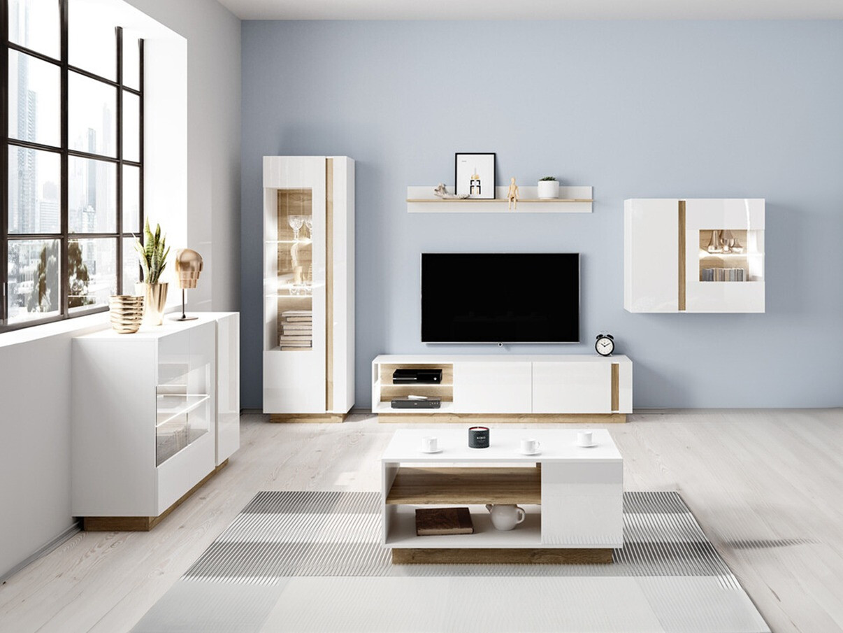 Elutoa komplekt Novbela 114 (Valge + Läikiv valge + Grandson tamm)