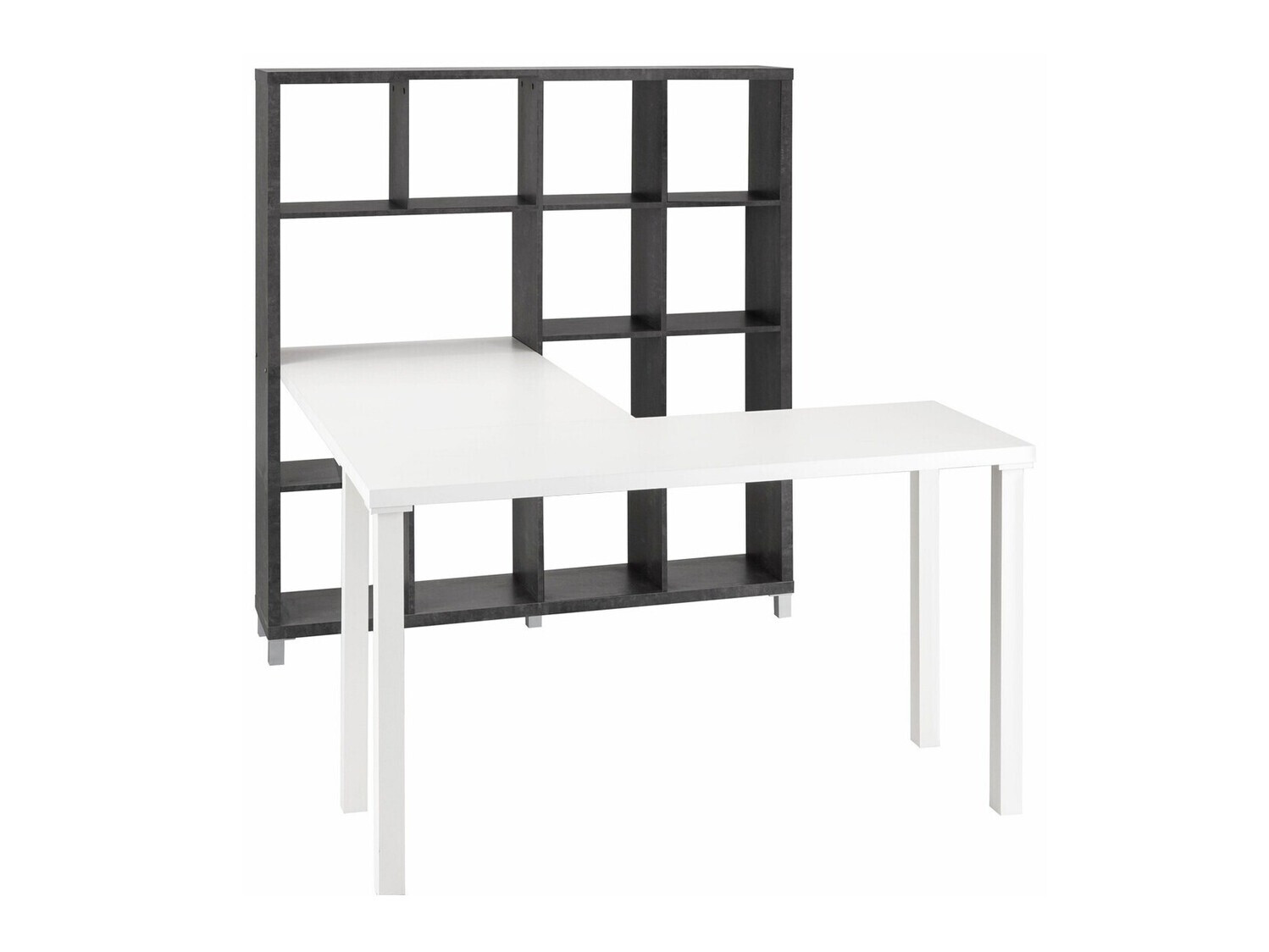 Kontori nurgalaud Denton 186 (Valge + Betoon)