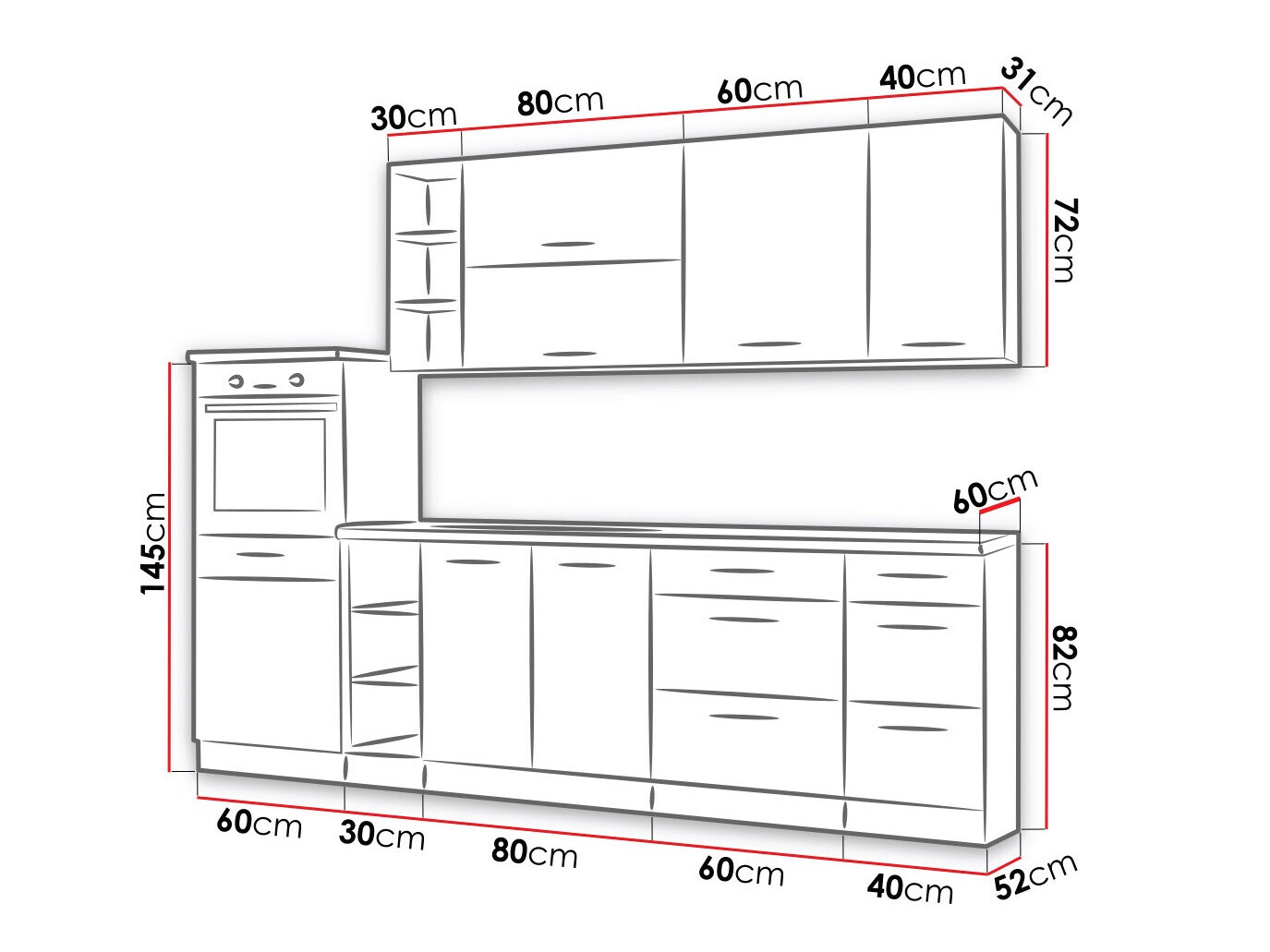 Moodul köögikomplekt Wood Dark 130