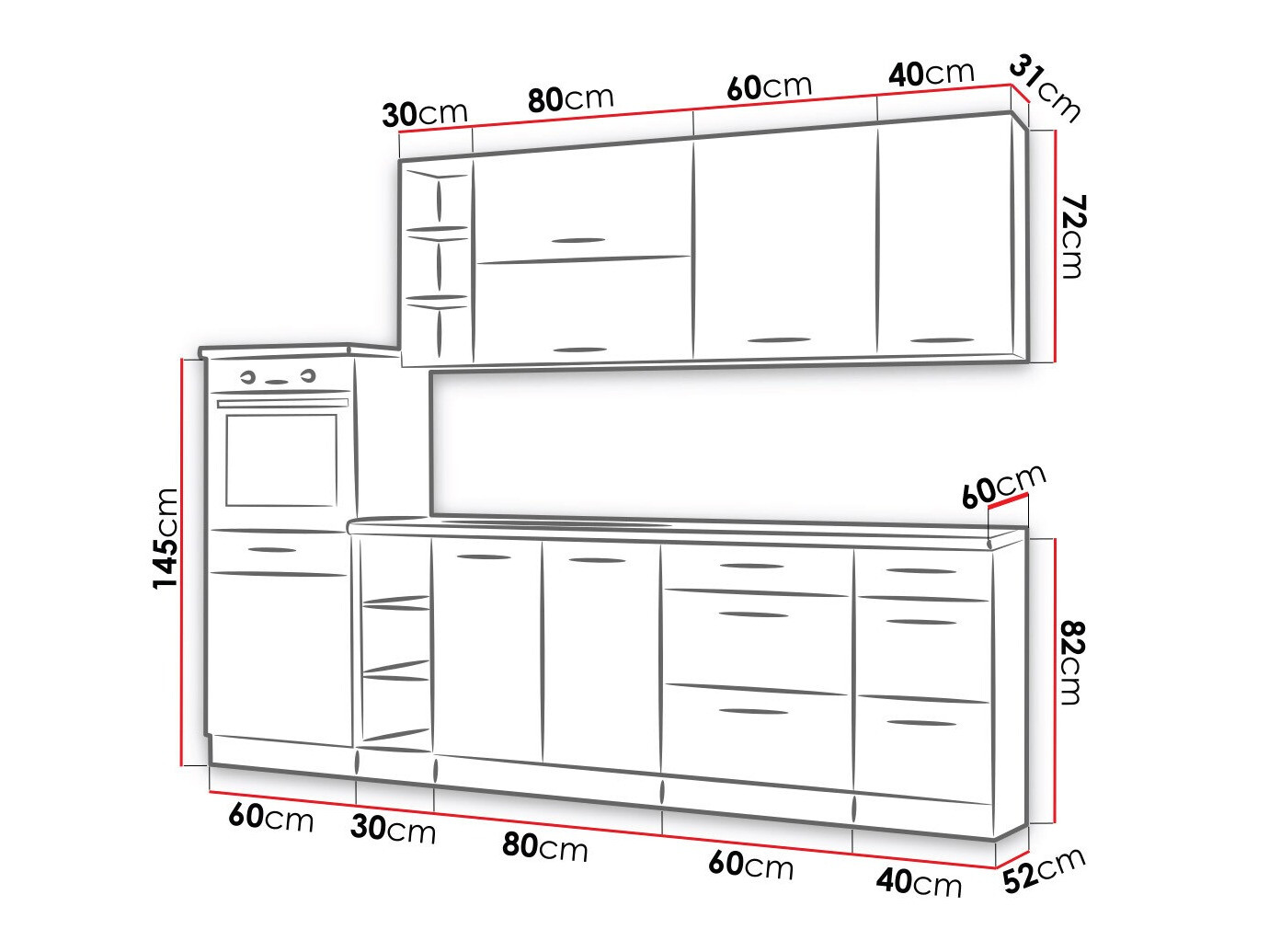 Moodul köögikomplekt Wood Grey 137