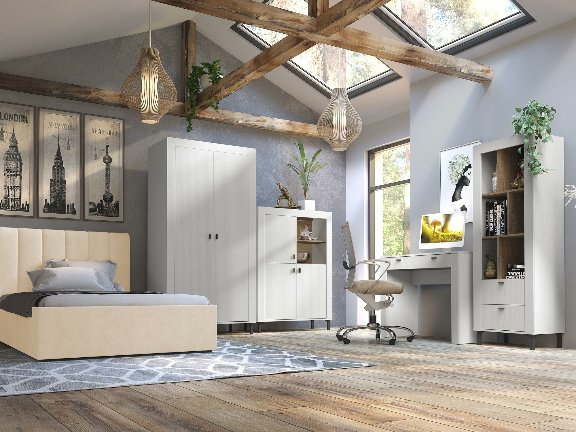 Riidekapp Mormavu 100 (Matt valge)