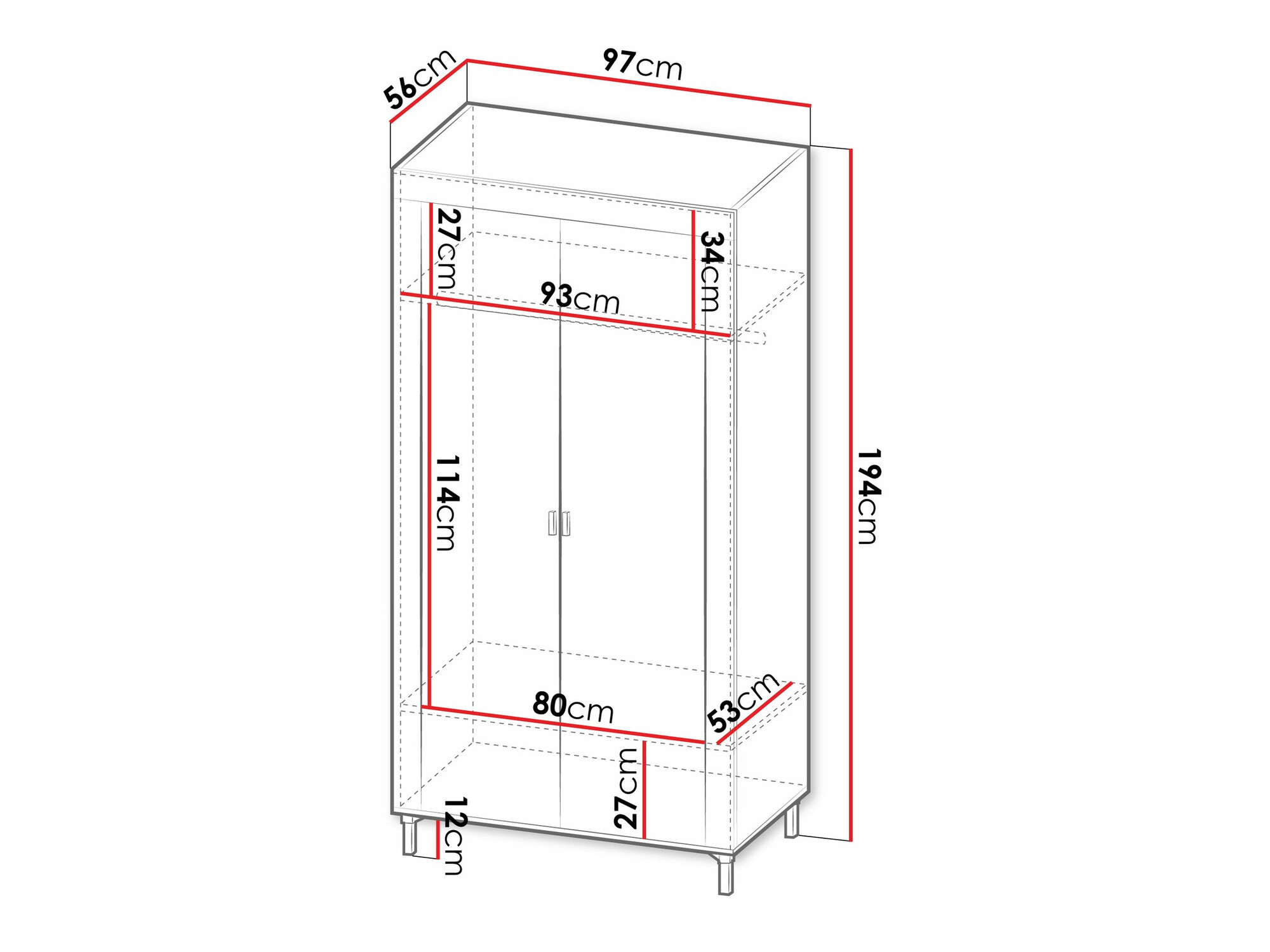 Riidekapp Mormavu 100 (Matt valge)