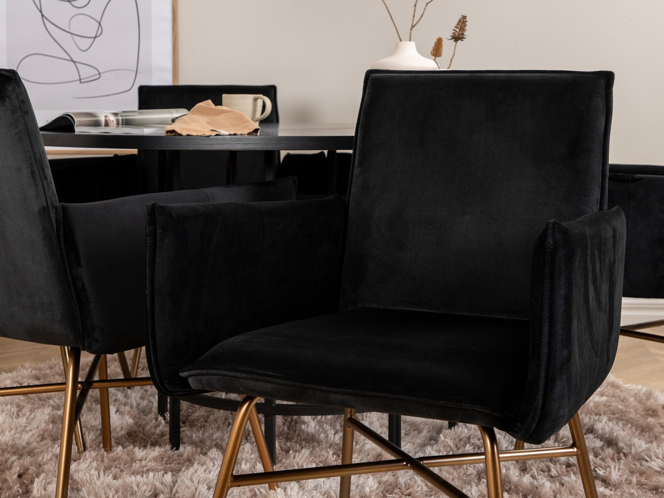 Söögitoakomplekt Dallas 2391 (Must + Messing)