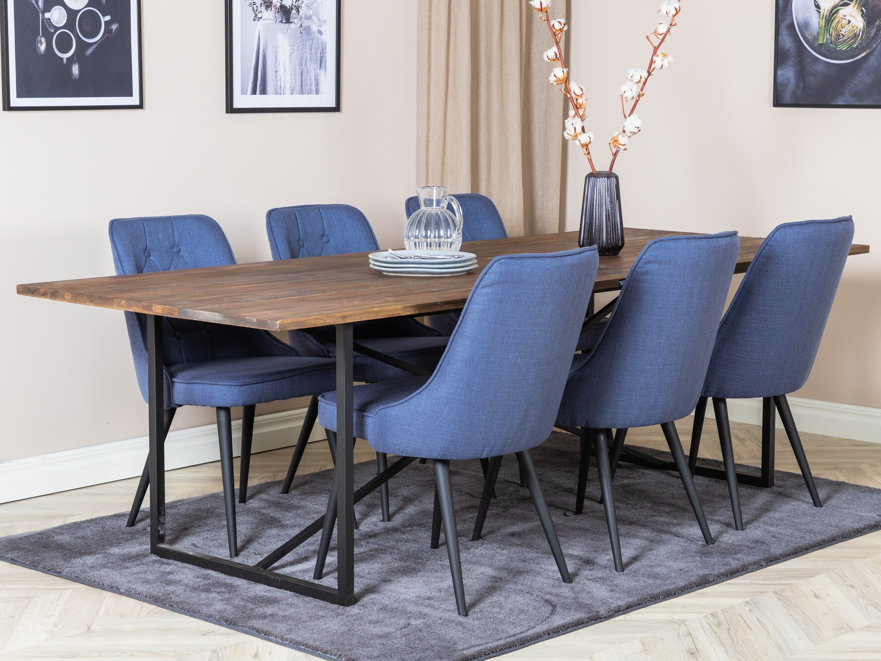 Söögitoakomplekt Dallas 1865 (Must + Sinine)