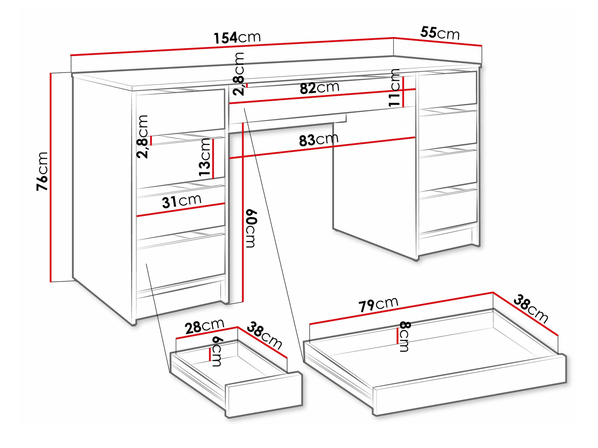 Kirjutuslaud Comfivo 401 (Valge)