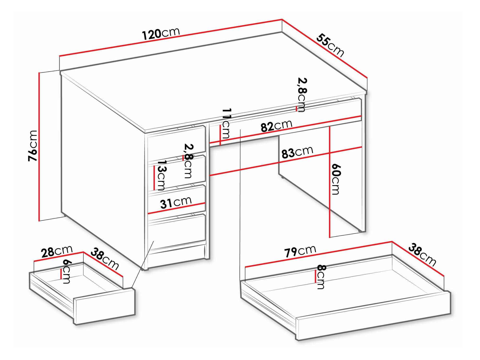 Kirjutuslaud Comfivo 312 (Valge)
