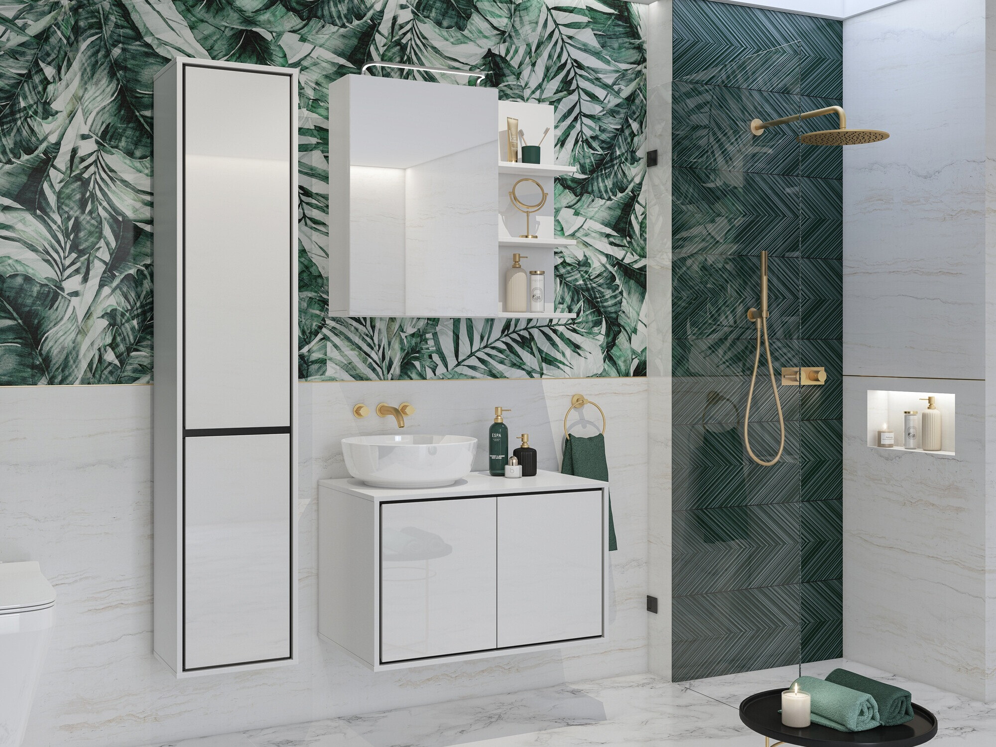 Vannitoa peegelkapid Tecavu 102 (Läikiv valge + Valge)