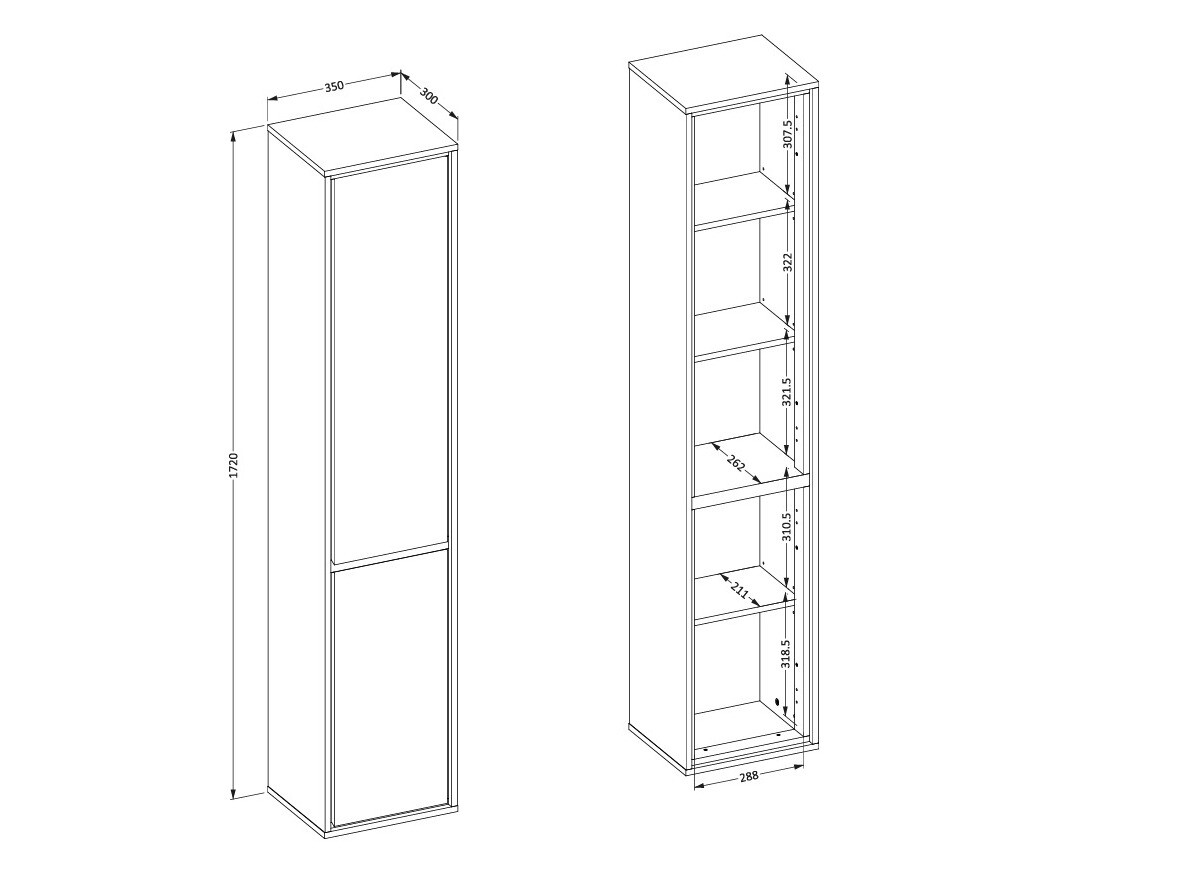 Vannitoa põrandakapp Tecavu 101 (Läikiv valge + Valge)