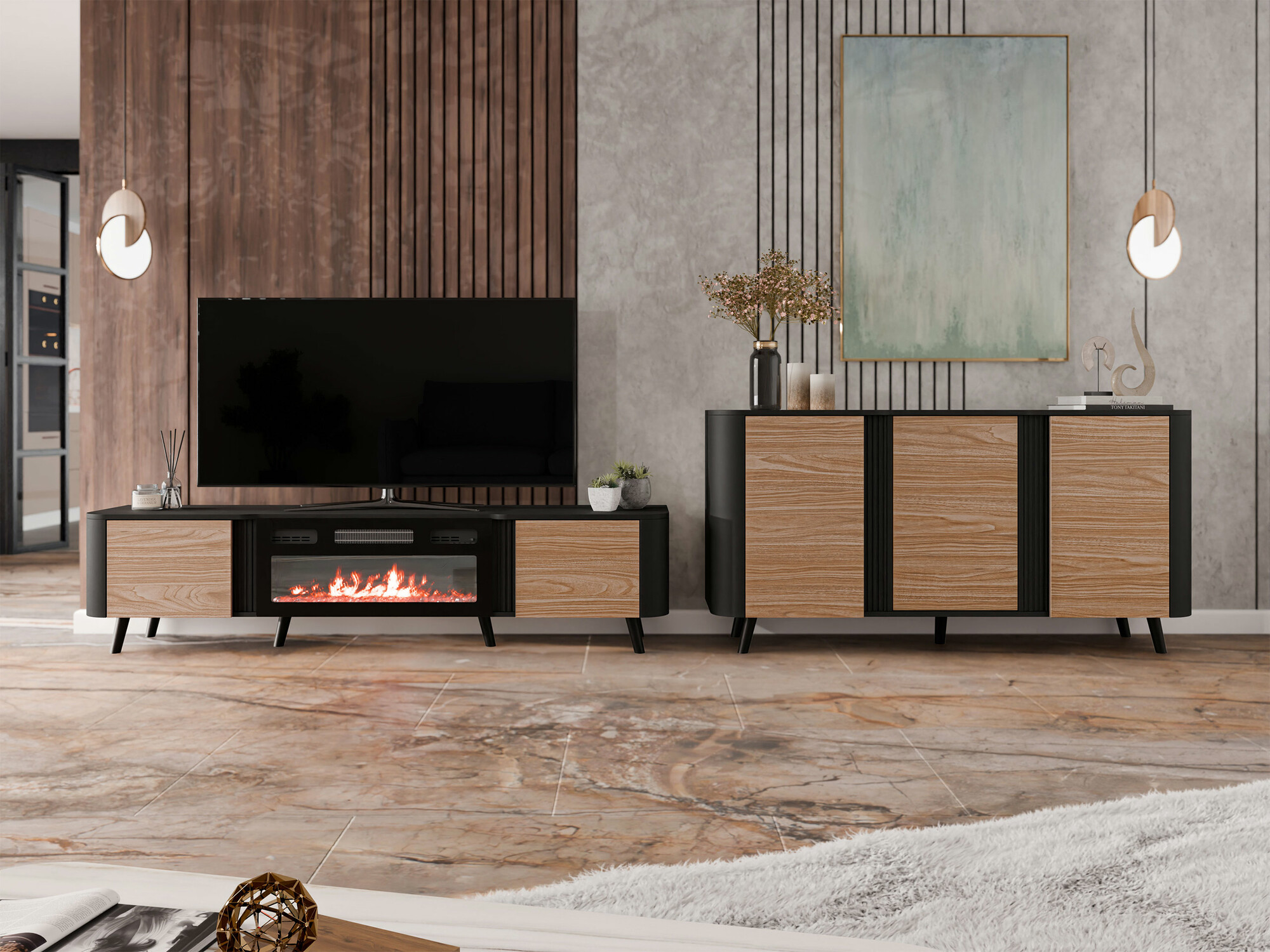 Elutoa komplekt Charlotte 204 (Must + Pähkel)