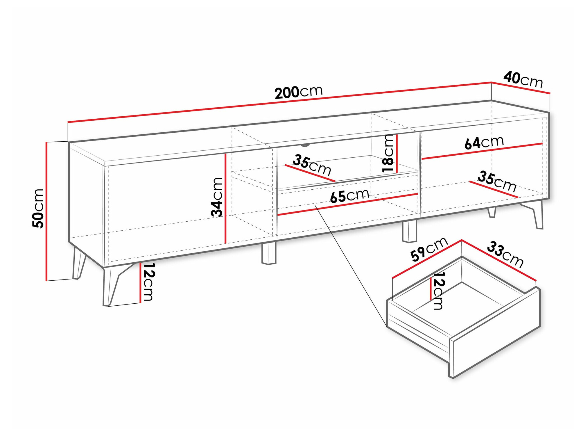 TV-alus Comfivo Virfera 102 (Valge + Läikiv valge)