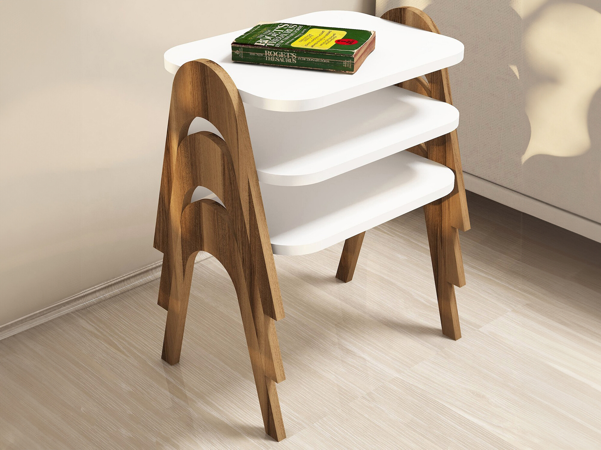 Kõrvallaudade komplekt Kailua 1621 (Pähkel + Valge)