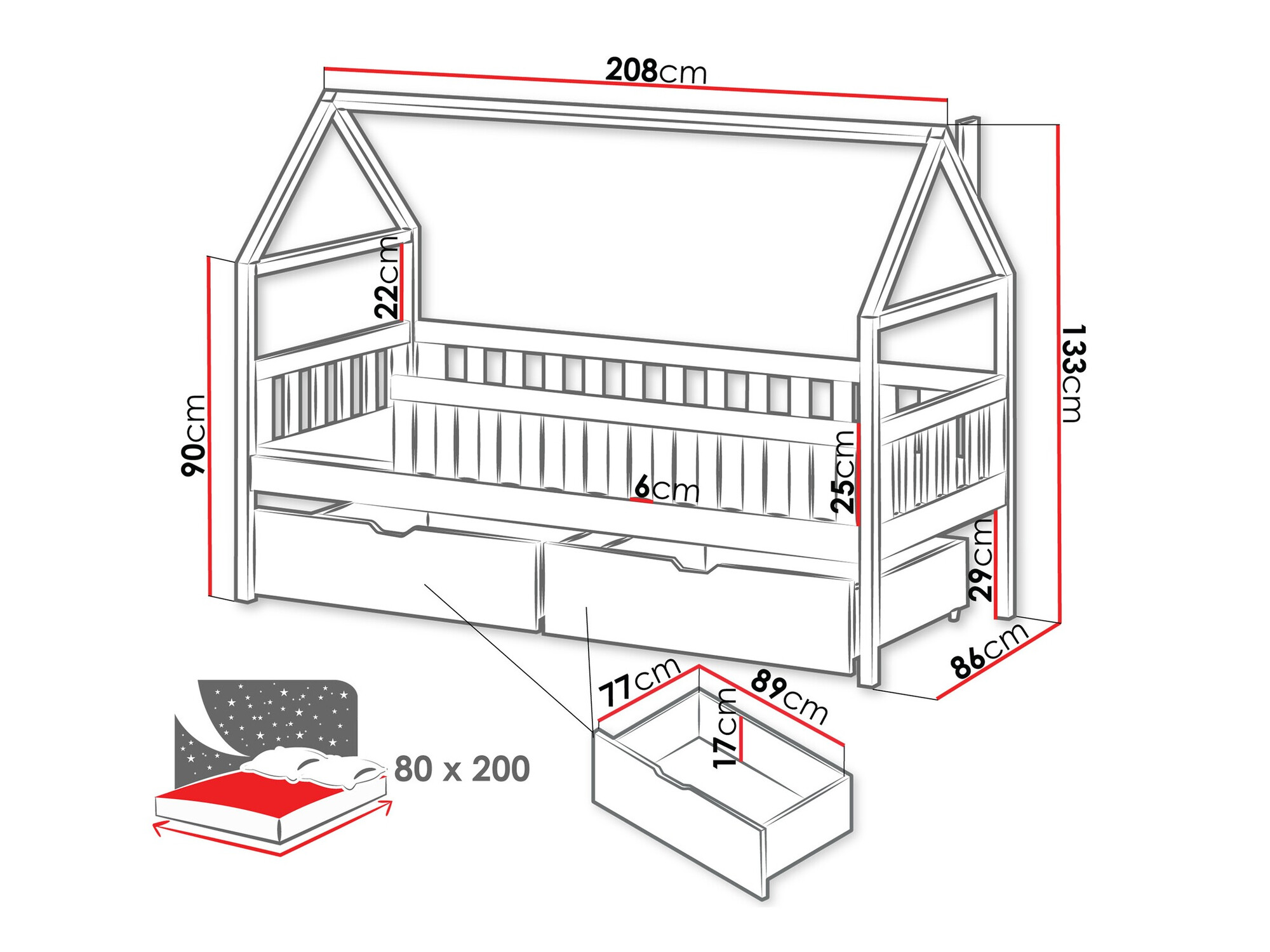 Voodi Vista 116 (Valge)