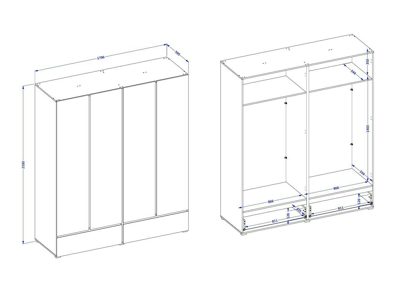 Riidekapp Alfere 119 (Valge)