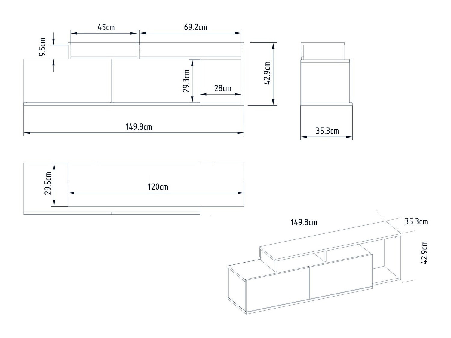 TV-alus Kailua 1319 (Must + Pähkel)