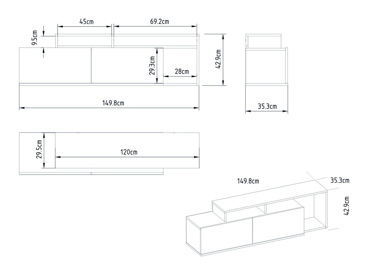 TV-alus Kailua 1319 (Pähkel + Must)