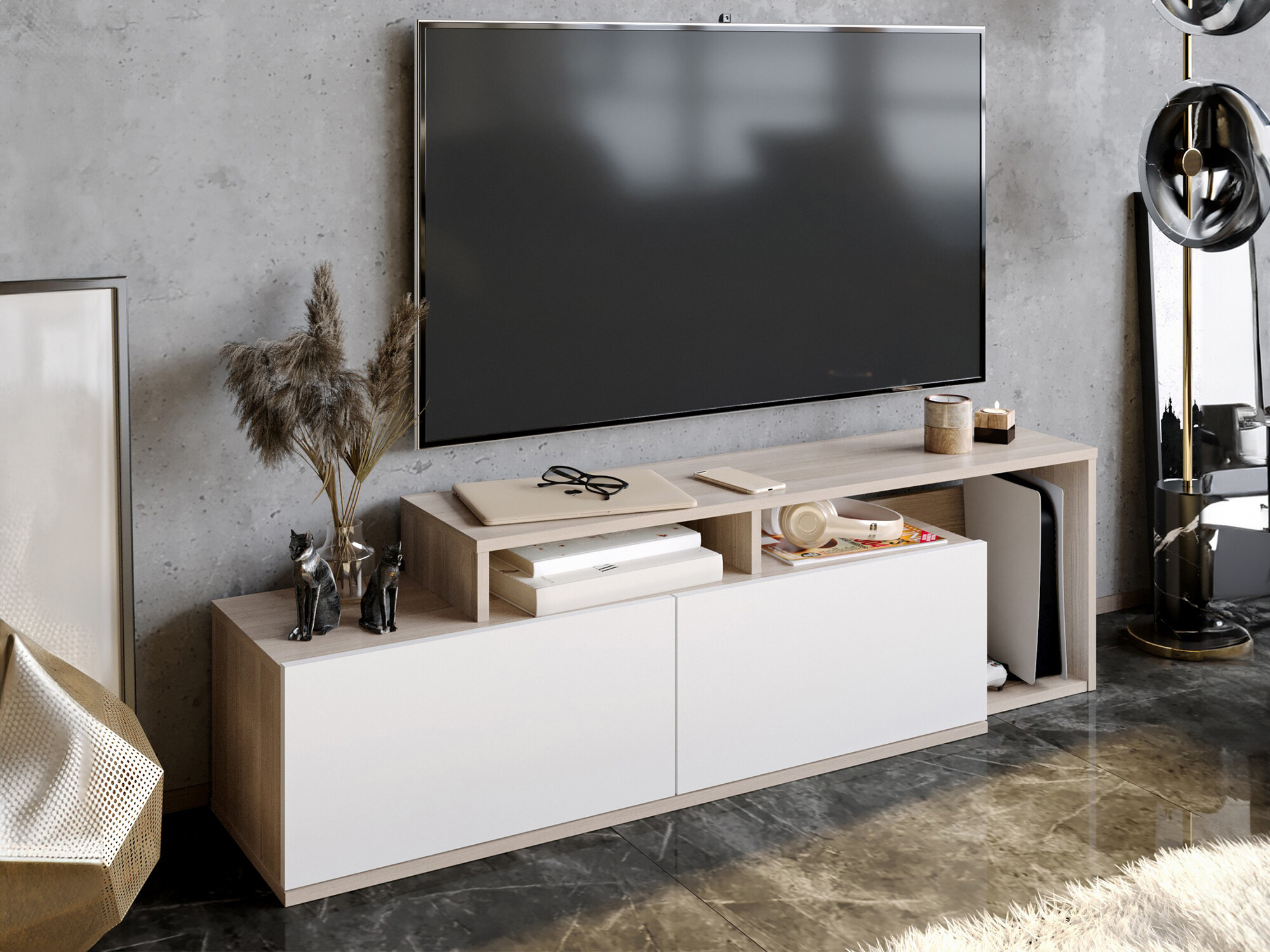 TV-alus Kailua 1319 (Valge + Pähkel)