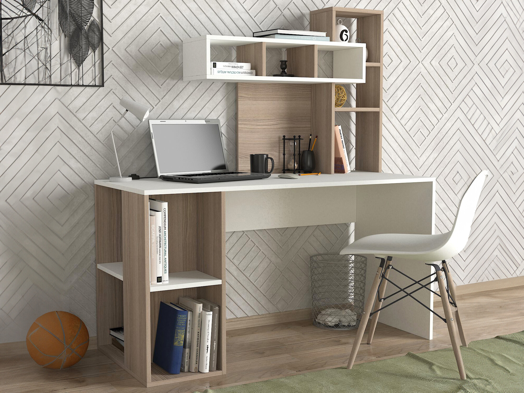 Kirjutuslaud Kailua 296 (Helepruun + Valge)