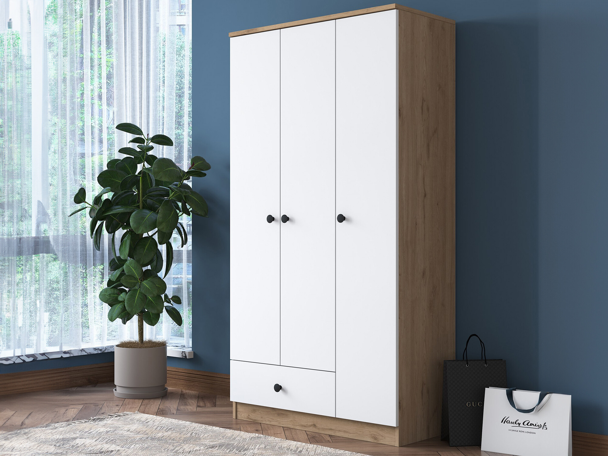 Riidekapp Kailua 661 (Valge + Pähkel)