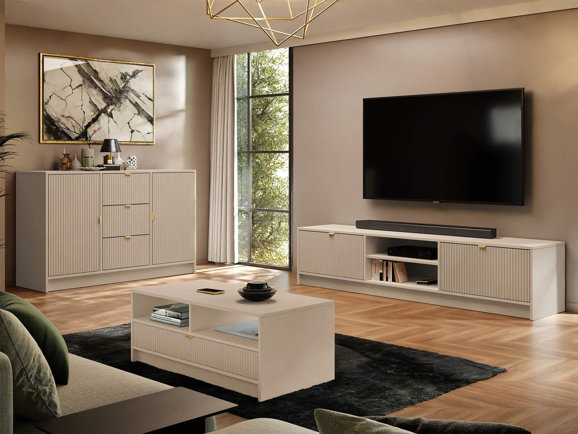 TV-alus Comfivo Larmire 104 (Beež)