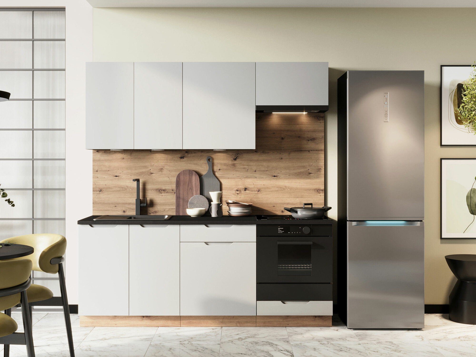 Köögikomplekt Trenton 180 (Helehall + Artisan tamm)