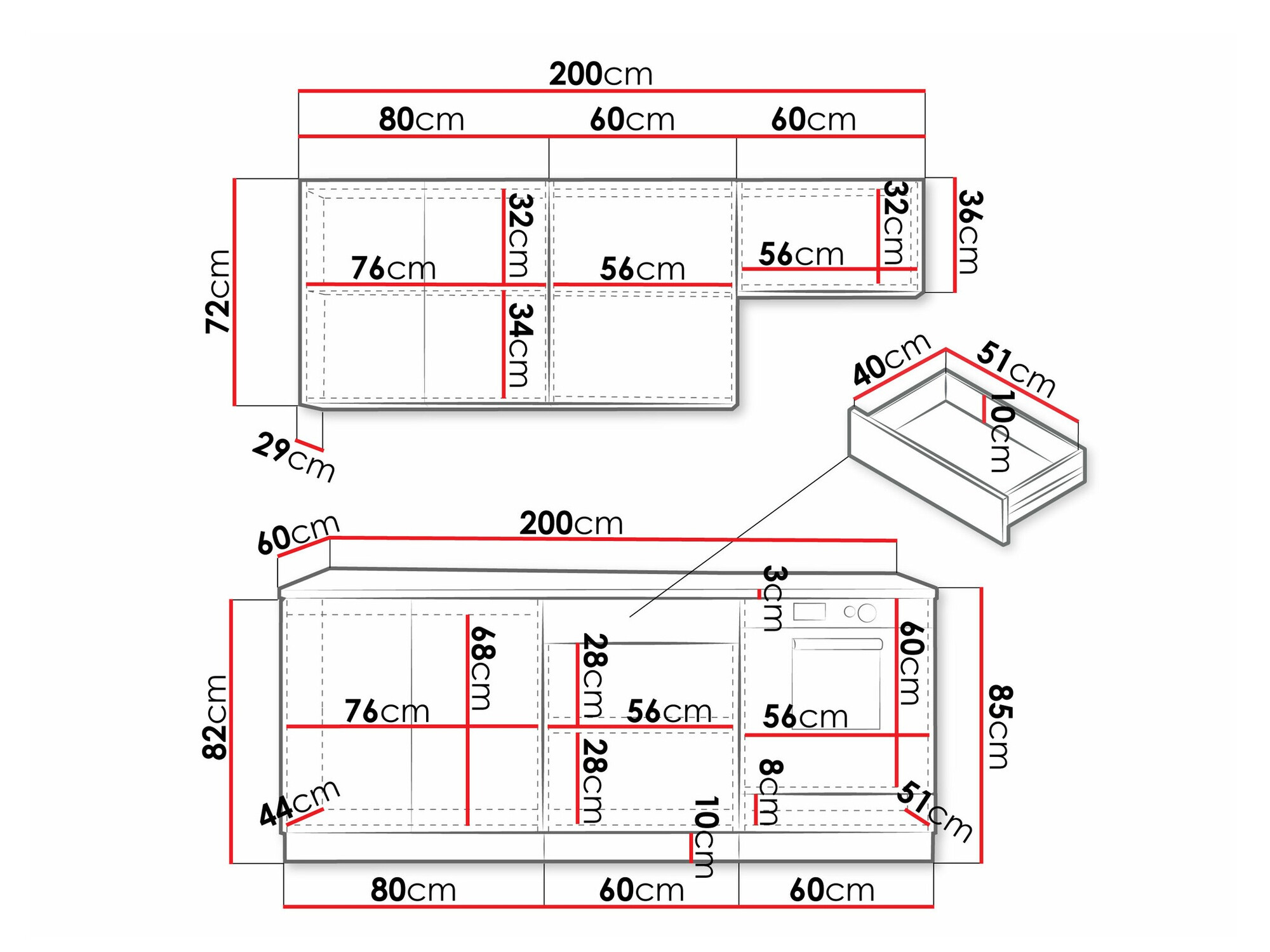 Köögikomplekt Trenton 180 (Helehall + Artisan tamm)