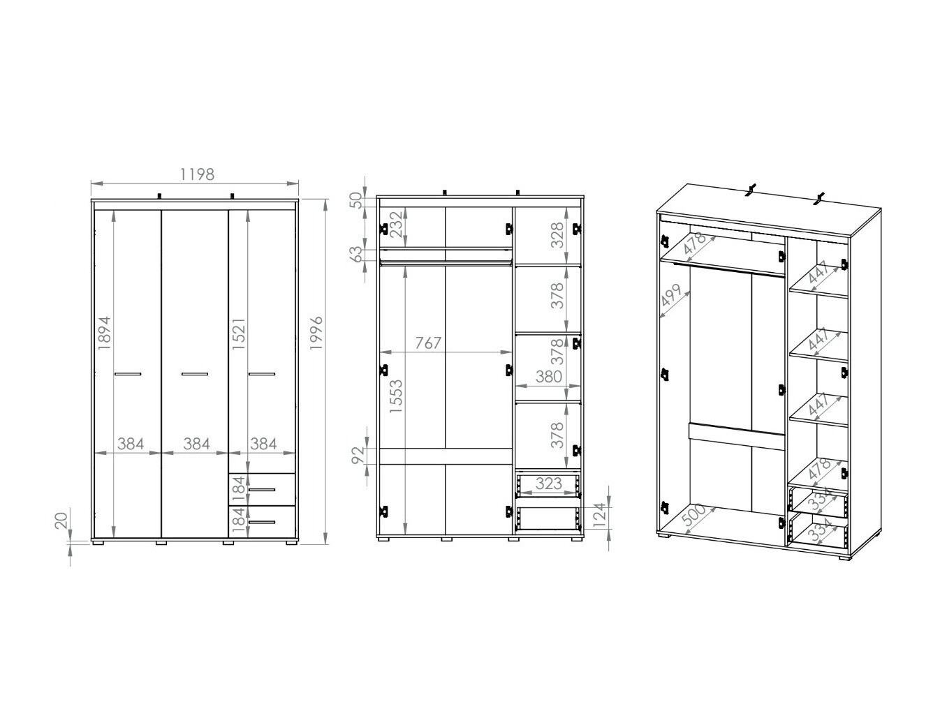 Riidekapp Calvere 100