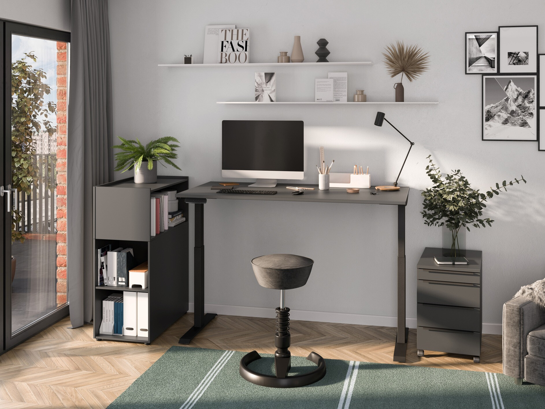 Reguleeritava kõrgusega töölaud Feltoru 110 (Grafiit)