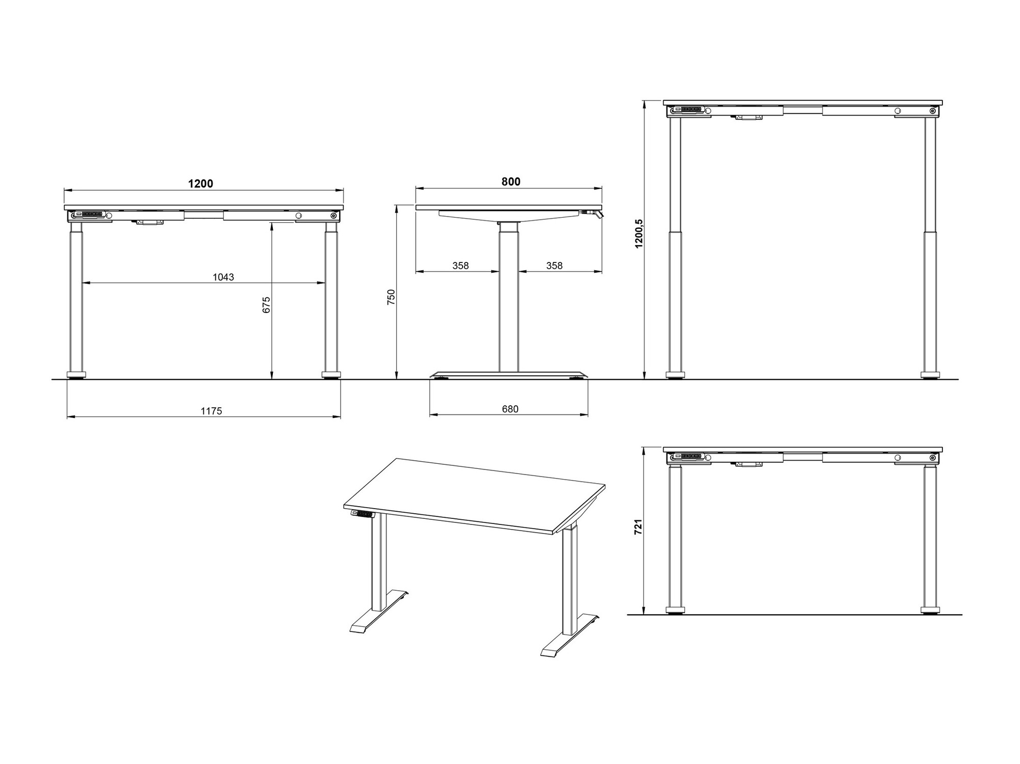 Reguleeritava kõrgusega töölaud Feltoru 112 (Valge)