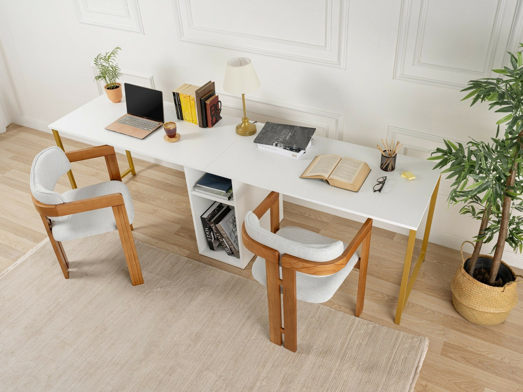 Kirjutuslaud Novato 101 (Valge + Kuldne)