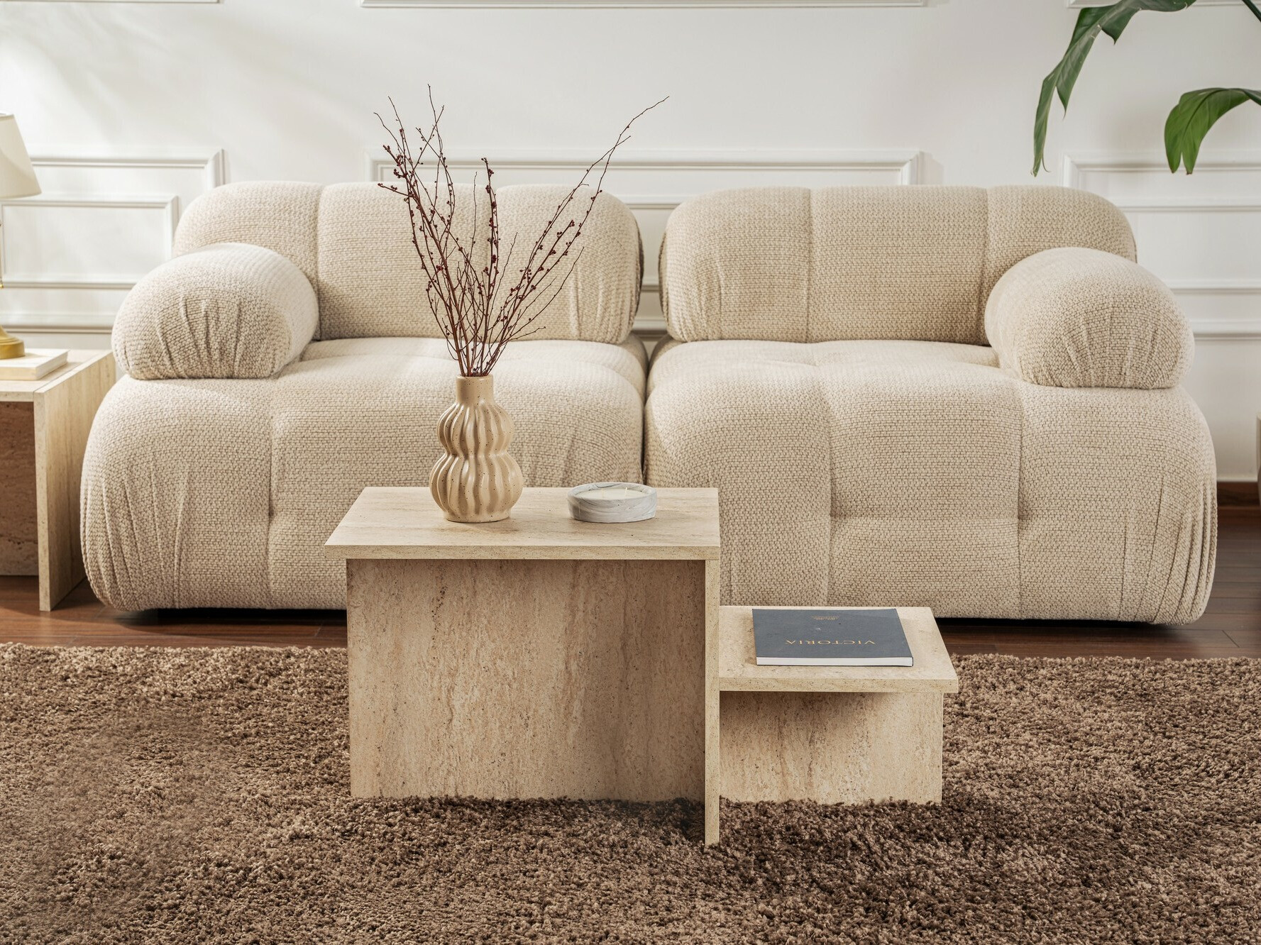 Diivanilaud Novato 104 (Hele travertiin)